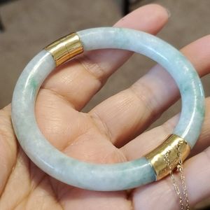 14K Gold Jade Bangle